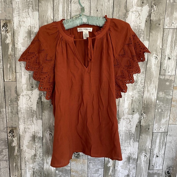 Chelsea & Theodore Tops - Chelsea & Theodore orange plus size blouse XXL